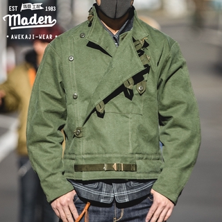 ภาพหน้าปกสินค้าMaden Bradnเสื้อแจ็คเก็ตสไตล์ทหารสำหรับผู้ชาย,เสื้อคลุมขี่มอเตอร์ไซค์แนวอเมริกันวินเทจย้อนยุคปี1960เอสเสื้อแจ็คเก็ตผู้ชายผ้าคอตตอนสีกากีฟอกน้ำใส่ขี่มอเตอร์ไซค์ ที่เกี่ยวข้อง