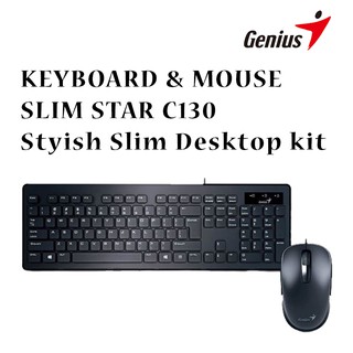 คีย์บอร์ดและเมาส์ KEYBOARD &amp; MOUSE GENIUS COMBO SET SLIM STAR C130 USB (BLACK)