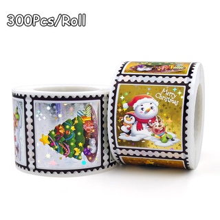 สติกเกอร์ฉลาก ลายสโนว์แมน สีทอง สําหรับตกแต่งต้นคริสต์มาส 300 ชิ้น