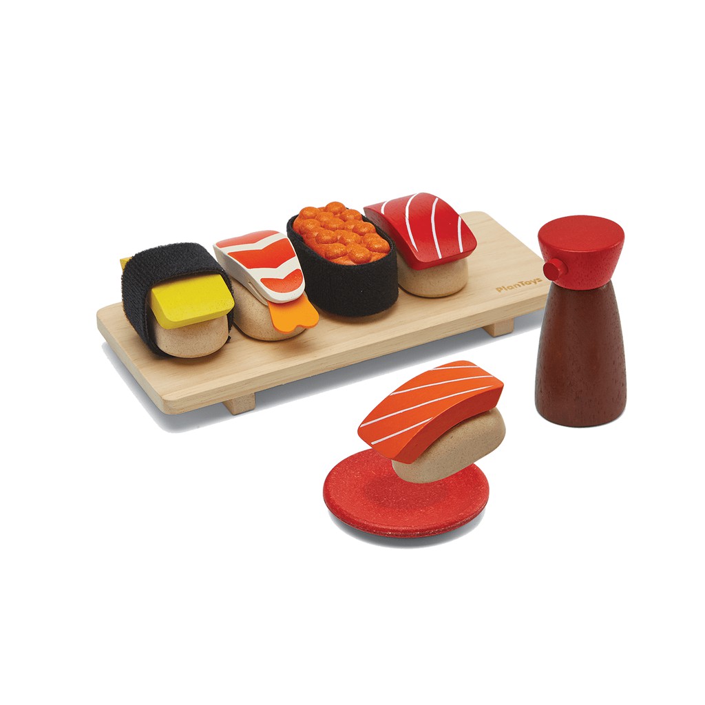 ของเล่นไม้-plantoys-ของเล่นอาหารญี่ปุ่น-ชุดซูชิ-เครื่องครัว-แปลนทอยส์-sushi-set-2ปี