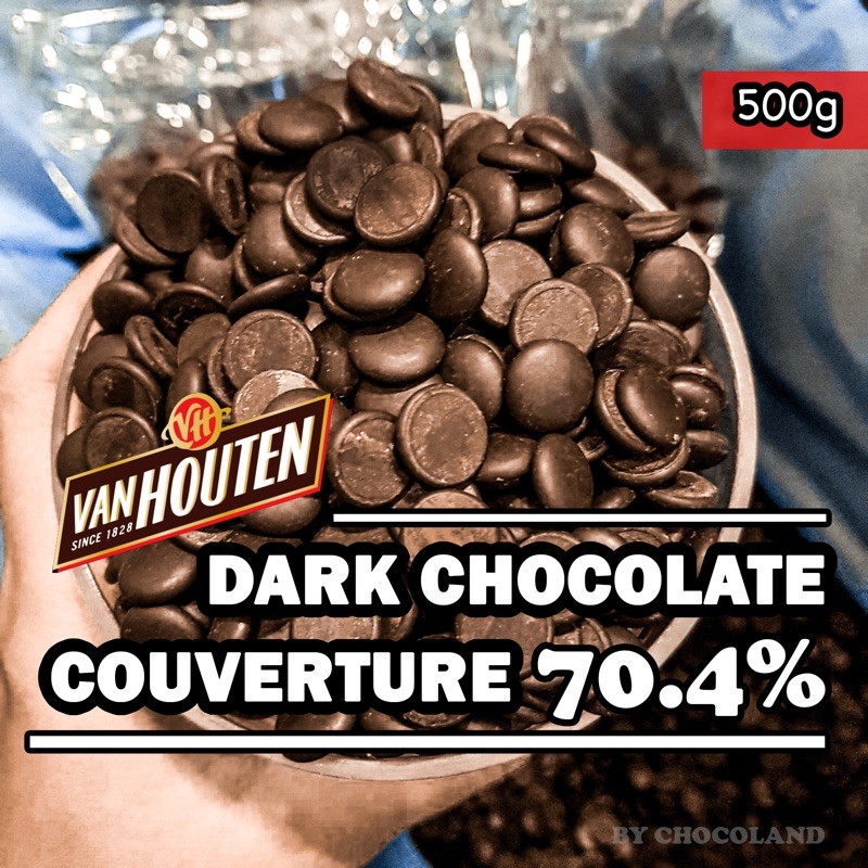 ภาพหน้าปกสินค้าVan Houten 70.4% Dark Chocolate Couverture ดาร์กช็อกโกแลต แท้ ดาร์คช็อคโกแลต จากร้าน chocoland.official บน Shopee