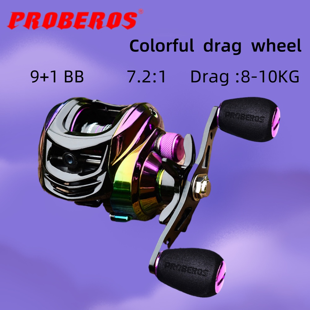 proberos-รอกตกปลาแบบหยดน้ำโลหะสีสันสดใส-9-1bb-น้ำหนักเบา-213g-ลากสูงสุด-10-กก-รอกตกปลาไฟฟ้า