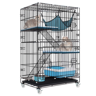 โปรโมชั่น : Winky Wink จัดส่งเร็วกรงแมวพับได้ คอกกรงแมว 4ชั้น กรงแมวมีล้อ เคลื่อนย้ายได้ กรงแมวขนาดใหญ่ ประกอบง่าย กรงสัตว์เลี