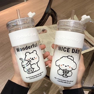 ภาพหน้าปกสินค้าพร้อมส่ง💖💖แก้วน้ำสไตล์เกาหลี have a nice day มีปลอกกันร้อน รูปน้องหมีน่ารัก แก้วน้ำร้อนน้ำเย็น พร้อมหลอดดูด ที่เกี่ยวข้อง