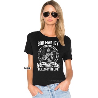 T-shirt  เสื้อยืด คอกลม พิมพ์ลาย Bob Marley Escapehot สําหรับผู้หญิงS-5XL