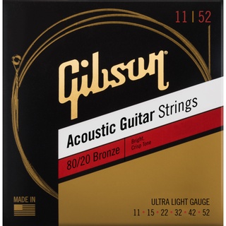 NEW 2021 🎁 สายกีต้าร์โปร่ง Gibson สาย กิฟสัน Acoustic Guitar Strings 80/20 Bronze ขนาด 11-52 เบอร์ 11 สายกีต้าร์