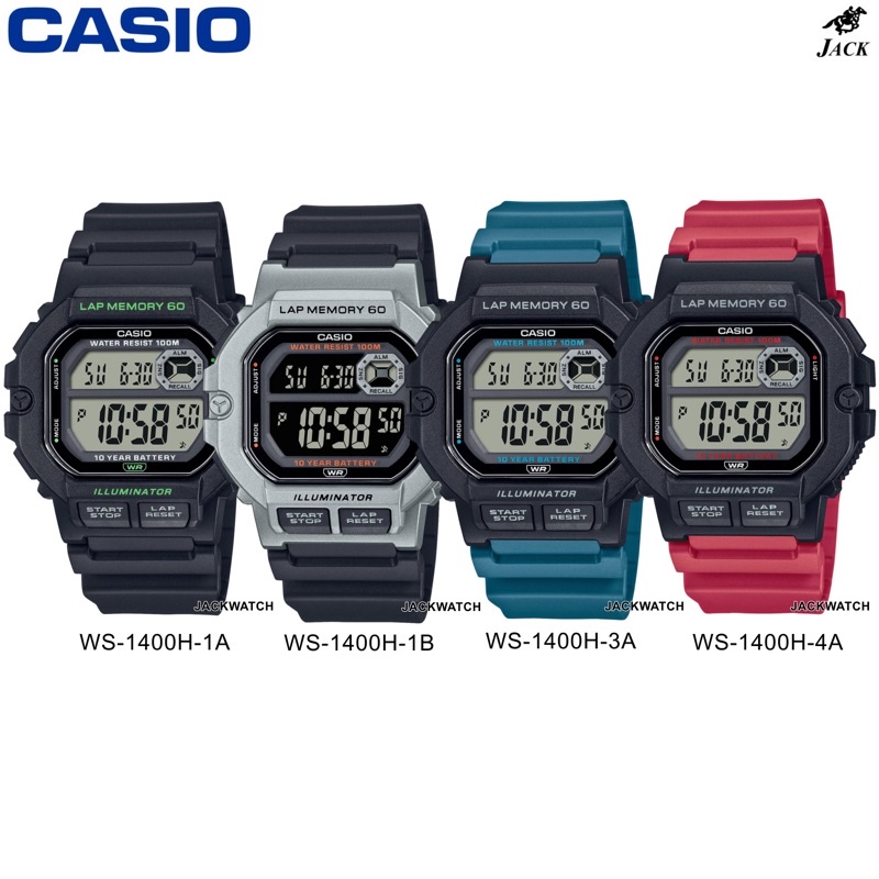 ภาพหน้าปกสินค้าCASIO นาฬิกาข้อมือผู้ชาย รับ WS-1400H รับประกันศูนย์2ปี WS-1400H-4AV/WS-1400H-1AV/WS-1400H-1BV/WS-1400H-3AV จากร้าน jackwatch บน Shopee