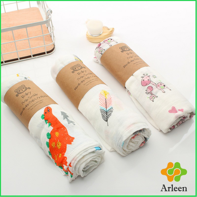 arleen-ผ้าห่อตัวเด็กแรกเกิด-มัสลินคอตตอน-100-ขนาด-120-120-cm-muslin-baby-towel