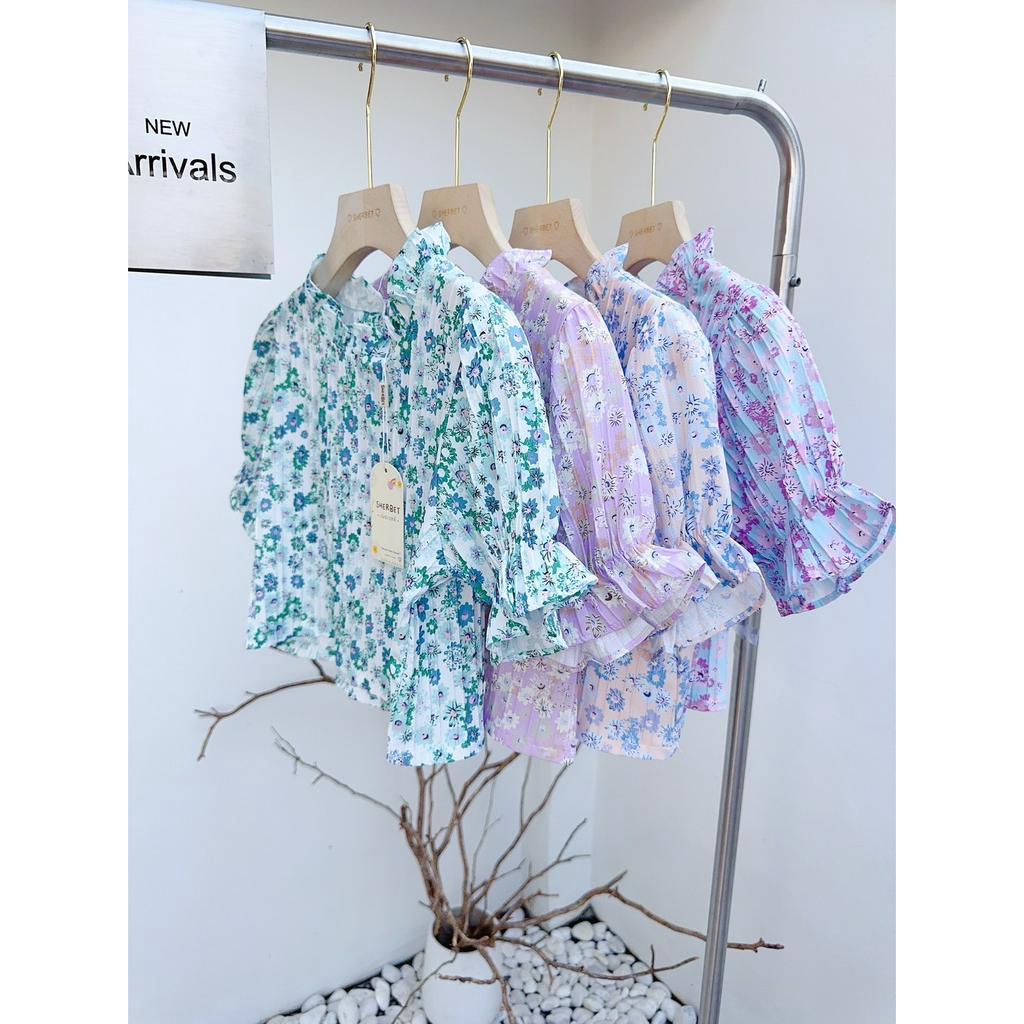 เสื้อลายดอกไม้-คอระบายแขนจั๊ม-ป้ายเฌอเบทท์-a61