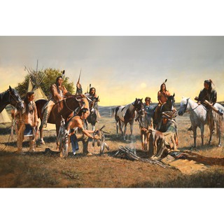โปสเตอร์ ภาพวาด อเมริกัน อินเดียแดง Native American Indian POSTER 24”x35” Inch Painting Western V5