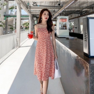 2021ฤดูร้อนใหม่ย้อนยุคฮ่องกงรสชาติChicพิมพ์ชุดกระโปรงสลิมมิ่งชุดเดรสนางฟ้าอารมณ์ผู้หญิง