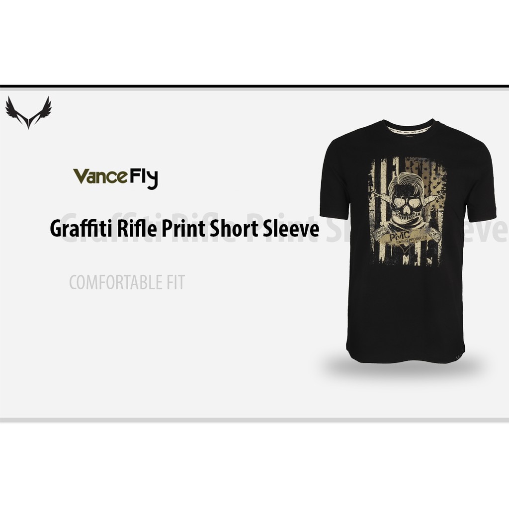 เสื้อสกรีน-graffiti-rifle-print-short