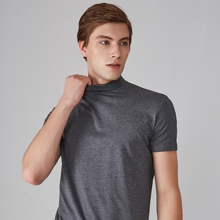 Solid Color Turtleneck Short Sleeve T-shirt