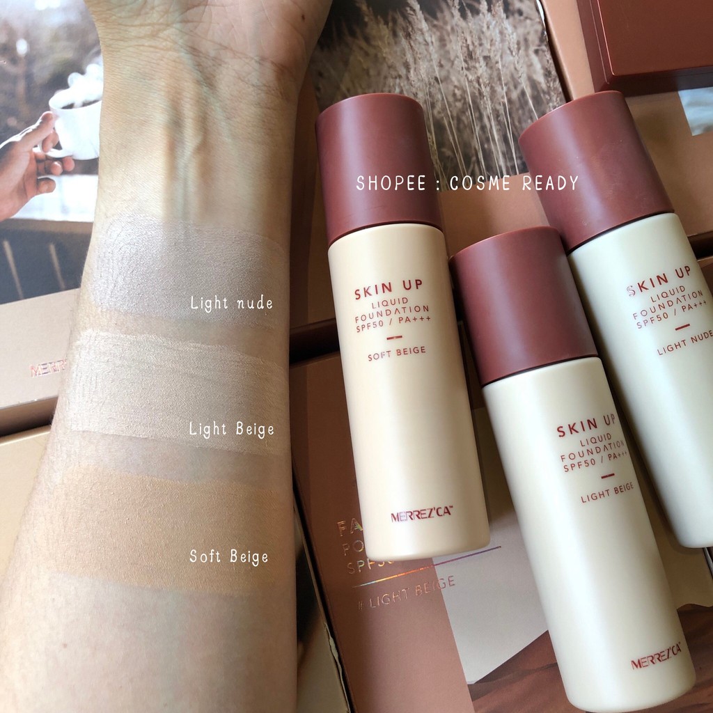 (ล๊อตใหม่)แบบขวดรองพื้นMERREZCA SKIN UP LIQUID FOUNDATION 30ml. SPF 50 ...
