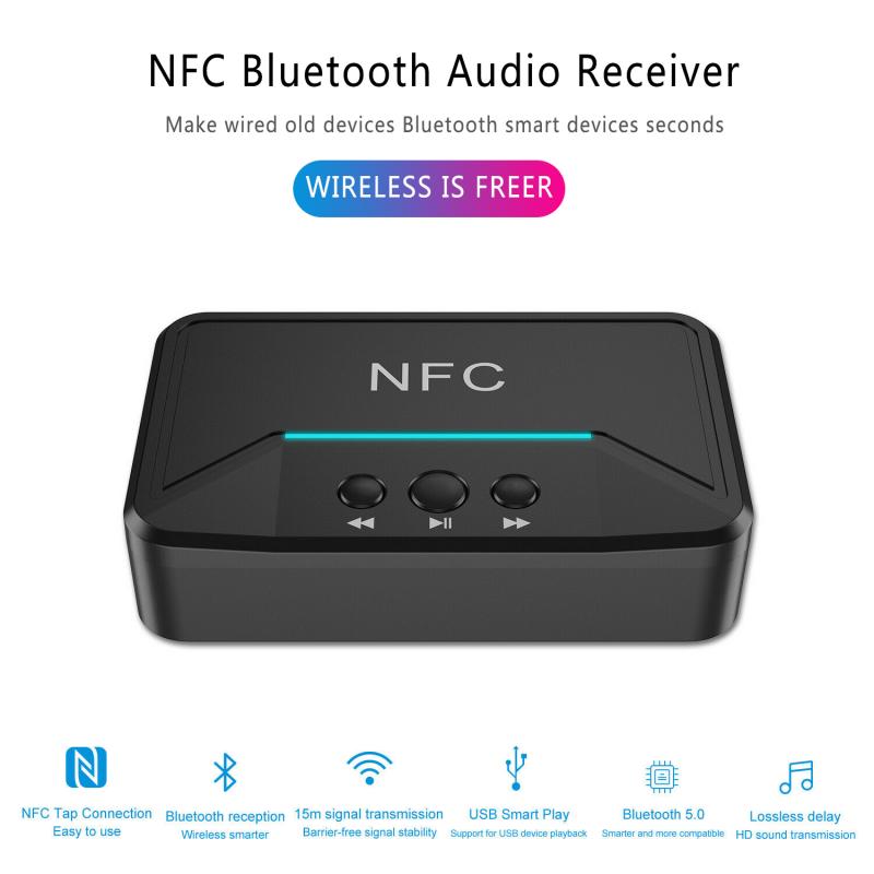 ภาพหน้าปกสินค้าBt200 Nfc บลูทูธ 5 . 0 อะแดปเตอร์รับสัญญาณเสียงสเตอริโอไร้สาย 3 . 5 มม. Aux Rca Music Sound Speaker