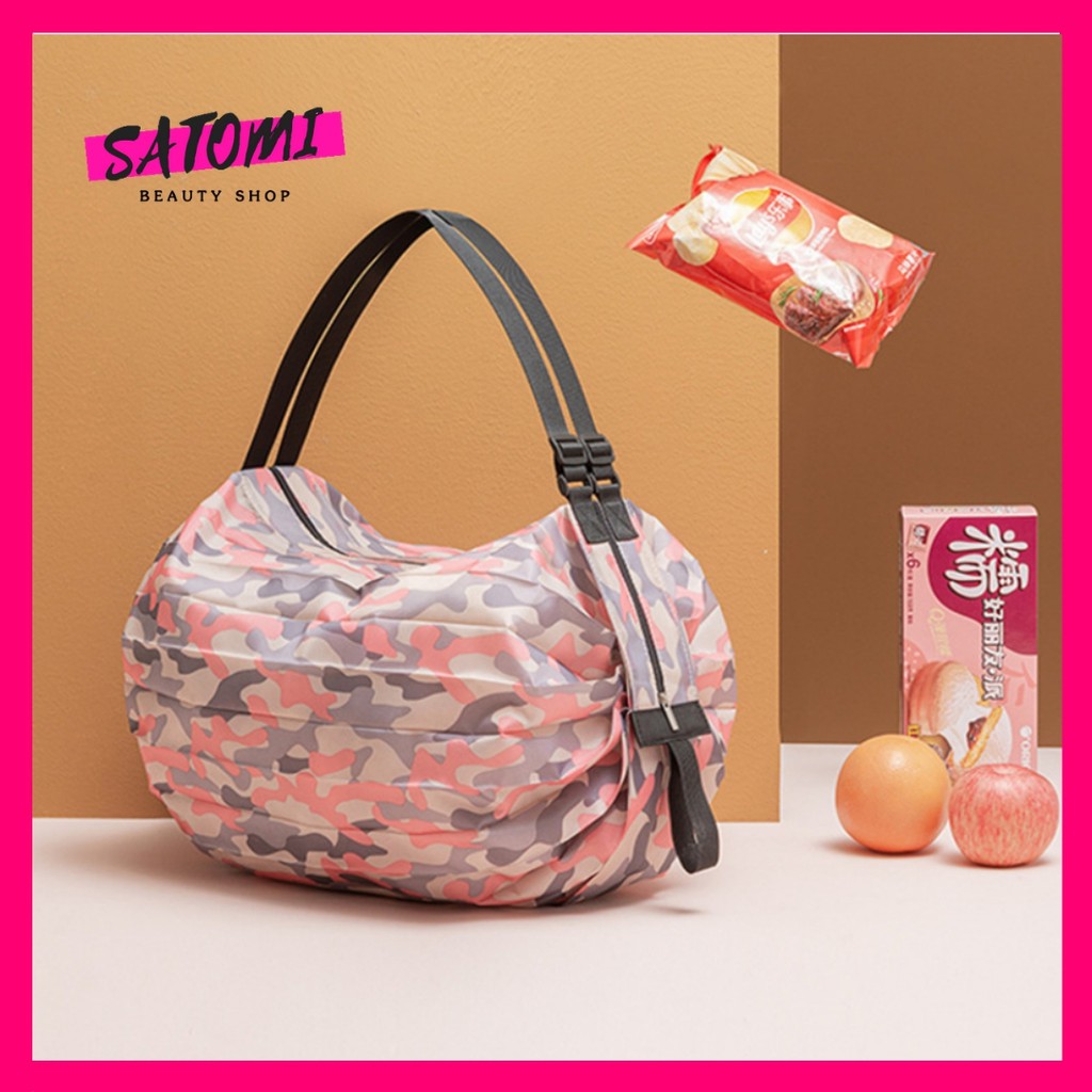 ภาพหน้าปกสินค้าถุงผ้าพับได้ พับเก็บง่ายได้ภายใน 1 วินาที กระเป๋าผ้าลดโลกร้อน ถุงผ้ากันน้ำ กระเป๋าพับได้ จากร้าน satomi_beauty บน Shopee