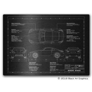 Nissan 350Z Personalised Blueprint Plaque Metal Tin Sign Wall Plaque Perfect Gift for Car Enthusiasts