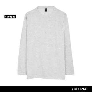 สินค้า Yuedpao ยอดขาย No.1 รับประกันไม่ย้วย 2 ปี เสื้อยืดเปล่า เสื้อยืดสีพื้น เสื้อยืดแขนยาว_สีเทาอ่อน