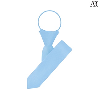 ANGELINO RUFOLO Zipper Tie 5 CM. (เนคไทสำเร็จรูป) ผ้าไหมทออิตาลี่คุณภาพเยี่ยม ดีไซน์ Pixel สีฟ้า/สีขาว