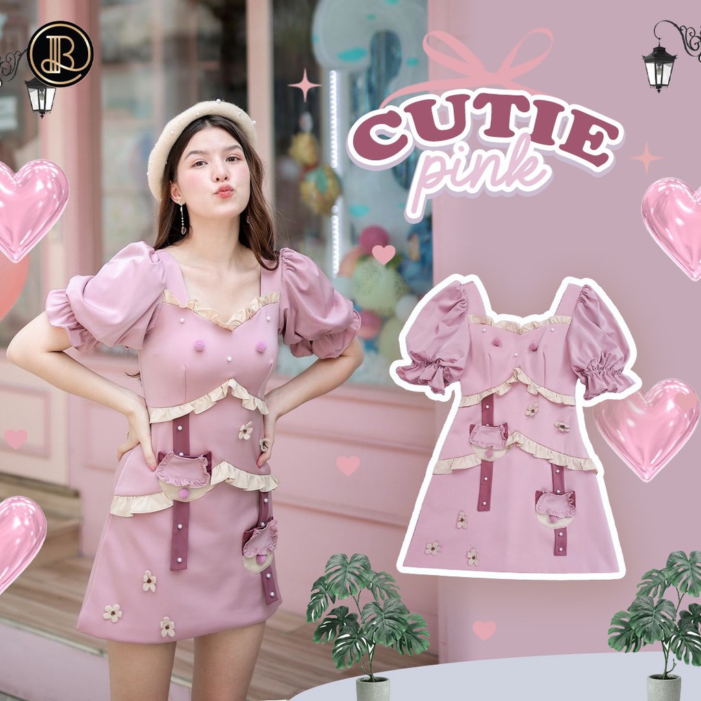 BLT BRAND การันตีเสื้อผ้าแบรนด์แท้ มินิเดรสสีชมพู CUTIE PINLE | Shopee ...