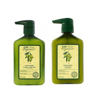 CHI Olive Organics Set : Hair &amp; Body Shampoo - Body Wash 340 ml. + Conditioner 340 ml. ชุดผลิตภัณท์ ชิ โอลีฟ ออแกนิค แฮร