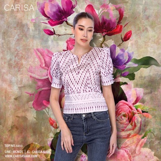 Carisa เสื้อไทย ไทยประยุกต์ ผ้าไหมแพรทิพย์ แขนเจ้าหญิง ลวดลายสวยชัด ซับในเนื้อนุ่ม สบายผิวสุดๆ [5693]