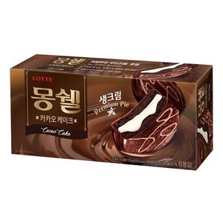 Lotte Mon Cher Cacao Pie ขนมเกาหลี ขนมเค้กครีมเคลือบช็อกโกแลต 192g รสช็อคโกแลต 몽쉘카카오 케이크