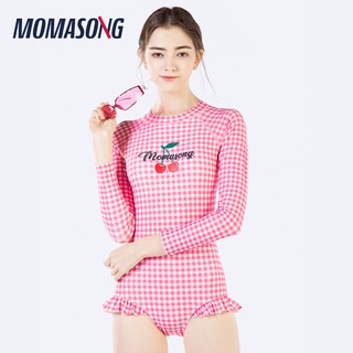 MOMASONG ชุดว่ายน้ำสำหรับผู้หญิง ชุดว่ายน้ําวันพีช กันแดด ขนาดเล็ก สไตล์เกาหลี แฟชั่นฤดูร้อน สําหรับผู้หญิง