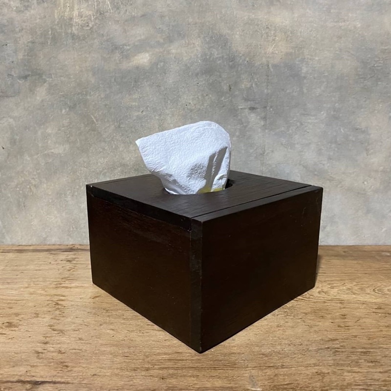 กล่องทิชชูไม้สัก-กล่องใส่กระดาษทิชชู่-ป๊อบอัพ-กว้าง-14-x-ยาว-14-x-สูง-9-cm-ใบละ-250-ผลิตจากไม้สักแท้-สีโอ๊ค