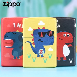 Zippo Zippo ของแท้✟✁Zippo Zippo ไฟแช็กของแท้จากอเมริกาส่วนบุคคลขนาดเล็กสีไดโนเสาร์ Series น้ำมันก๊าด windproof ไฟแช็ก