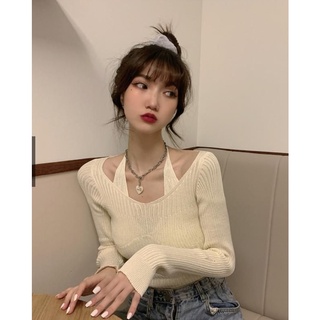 DIARY*พร้อมส่ง*เสื้อยืดแขนยาวผู้หญิงแต่งสายห้อยคอแฟชั่นNO.k279-1