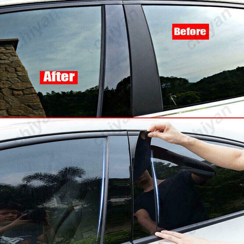 สติกเกอร์ฟิล์มติดเสาประตูหน้าต่างรถยนต์-สีดํามันวาว-สําหรับ-ford-fiesta-sedan-hactchback-2009-2010-2011-2012-2013-2014-2015-2016-4-ชิ้น