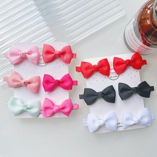 6pcs/set Mini Bow Hair Clips Set For Girls Solid Ribbon Bow Baby Boutique Hairpins Children Hair Accessories Gift