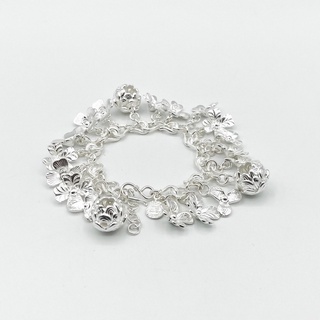 DSP สร้อยข้อมือเงินแท้ลายเกือกม้า ร้อยชาร์มดอกไม้นานาพรรณ เงินแท้ 925 : 925 Sterling Silver Charm Bracelet [CFS0012]