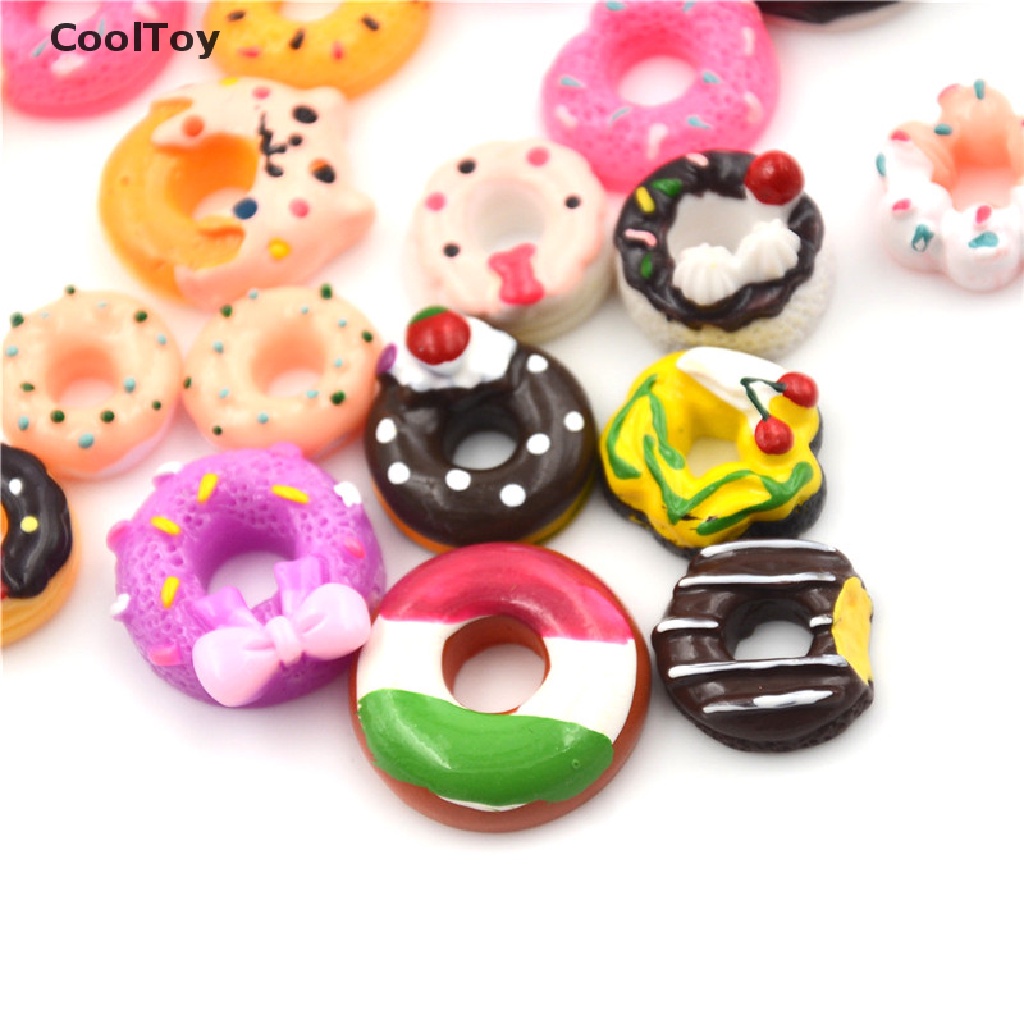 lt-cooltoy-gt-โดนัทเรซิ่นจิ๋ว-diy-สําหรับตกแต่งบ้านตุ๊กตา-10-ชิ้น