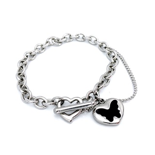 🇰🇷byyum🇰🇷Handmade products in Korea [ Butterfly pendant and heart toggle bar chain bracelet]