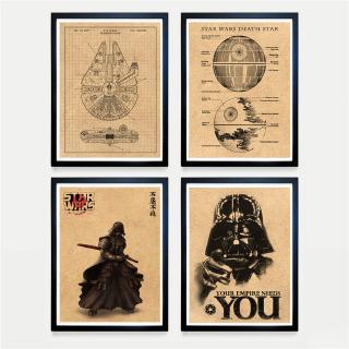 สติ๊กเกอร์โปสเตอร์ Star Wars สไตล์วินเทจสําหรับตกแต่งผนัง