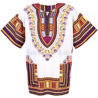 Dashiki African Shirt Cotton Hiphop เสื้อจังโก้ สไตล์โบฮีเมียน ad12wv2