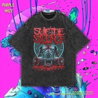 เสื้อยืด ขนาดใหญ่ พิมพ์ลาย Haze Suicide Silence สีม่วง | หินล้างทําความสะอาด | เสื้อยืด ลาย Suicide Silence | มิทช์ลัคเก