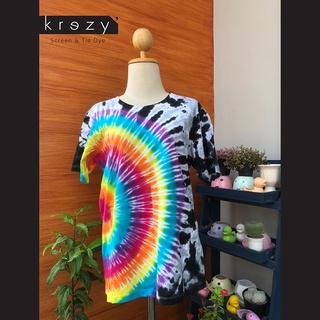 เสื้อมัดย้อม Krezy ลายสายรุ้ง เสื้อมัดย้อมสีสดใส สีไม่ตก ใส่แล้วเด่น เสื้อยืด เสื้อ cotton 100%