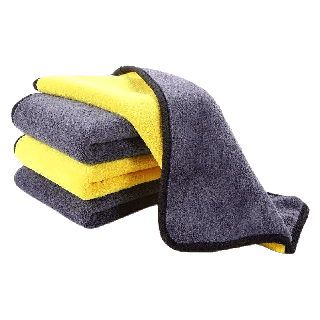 [2ชิ้น2บาท]MW001 พร้อมส่งด่วน ผ้าไมโครไฟเบอร์ 3D เกรดพรีเมี่ยม หนานุ่ม ซับน้ำไว(สีเหลืองเทา) 30x30 ผ้าเช็ดรถ