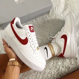 Nike Air Force 1 ‘07 White Gym Red ♥️(Box Set) แถมเชือกลายน่ารัก ✅จ่ายชำระเงินปลายทางได้