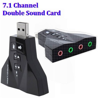 การ์ดเสียงแบบ USB 7.1 Microphone MIC Headset Ch 3D Converter Double Sound Card Virtual 7.1 Channel USB 2.0 Audio Adapter
