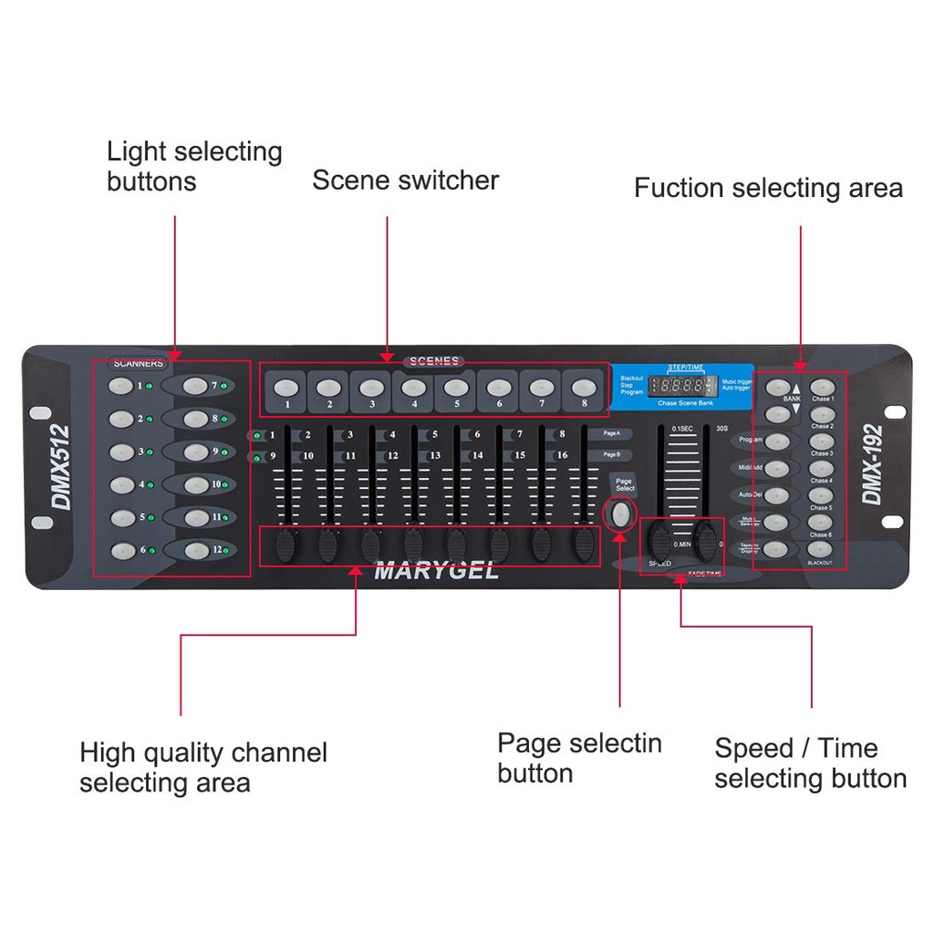 บอร์ดคุมไฟเวที-192-dmx-controller-dj-equipment-dmx-512-console-stage-lighting-controller