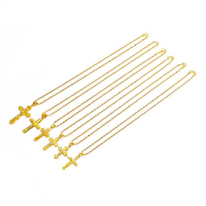 เครื่องประดับทองคําทราย-สร้อยคอชุบทอง-24k-จี้ไม้กางเขน-รูปไม้กางเขน-สําหรับผู้หญิง