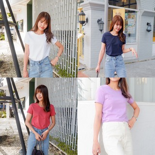 basic t-shirt เสื้อยืดคอกลมทรงเบสิคผ้านุ่มเด้งไม่หดไม่ย้วย