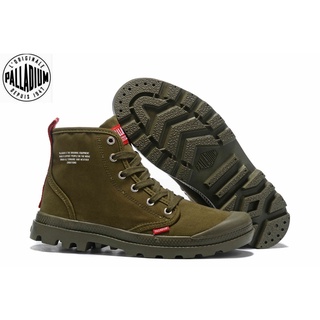 100%Original PALLADIUM Army Green Martin Boots mens and womens Ribbon canvas shoes 39-45