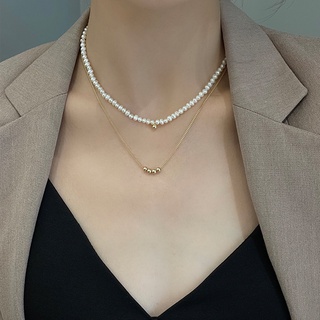 Wind simple geometric pearl ball necklace two-piece pendant literary model pendant women for girls for women low price