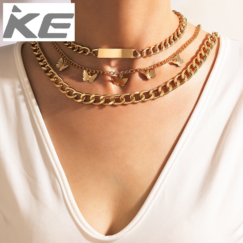 punk-necklace-heavy-metal-buckle-necklace-alloy-butterfly-tassel-pendant-necklace-3-piece-set