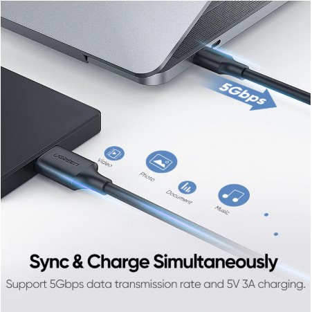 ภาพหน้าปกสินค้าUgreen USB C to Micro B 3.0 Cable 5Gbps 3A Fast Data Sync Cord For Macbook Hard Drive Disk HDD SSD Case USB Type C จากร้าน phicy11 บน Shopee